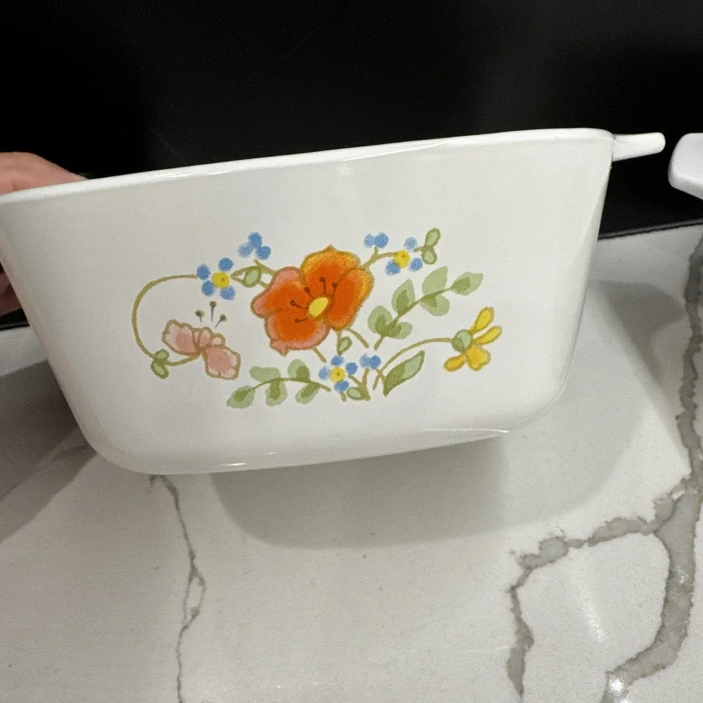 SET OF 2 Corning Ware WILDFLOWER P-43-B Small Square Casserole Dishes 5